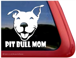 Smiling Pit Bull Terrier Mom Dog Car Truck iPad RV Window Decal Sticker