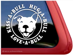 Kiss a Bull Smiling Pit Bull Terrier Love Dog Car Truck iPad RV Window Decal Sticker