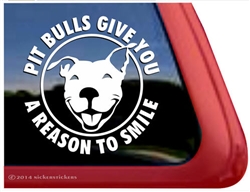Funny Smiling Pit Bull Terrier Love Dog Car Truck iPad RV Window Decal Sticker