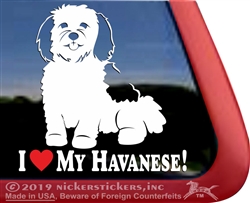 I Love My Havanese Vinyl Adhesive Window Dog Decal Sticker