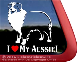 I Love My Aussie Love My Australian Shepherd Dog Car Truck RV Window Decal Sticker