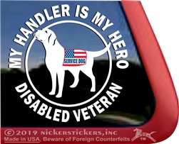 Disabled Veteran Service Dog Labrador Retriever iPad Car Truck Window Decal Sticker