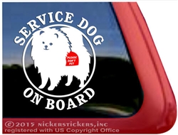 Pomeranian Service Dog iPad Car Truck RV Window Decal Sticker