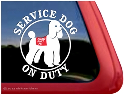 Service Dog on Duty Poodle Car Truck RV iPad Window Decal Sticker