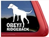 Obey the Rhodesian Ridgeback Dog iPad Car Truck RV Window Decal Sticker