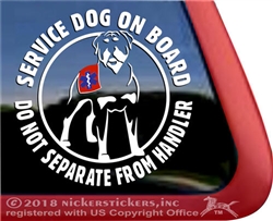 Rottweiler Service Dog on Board Car Truck RV Window Decal Sticker