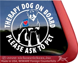 Rottweiler Therapy Dog on Board Car Truck RV Window Decal Sticker