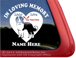 Custom Memorial Saint Bernard Dog Heart Love Head Car Truck RV Window iPad Trailer Decal Sticker