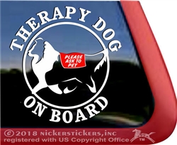 Shetland Sheepdog Therapy Dog on Board Car Truck RV Window Decal Sticker
