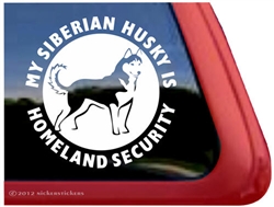 Homeland Security Siberian Husky Guard Dog iPad Car Truck Window Decal Sticker