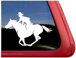 Galloping Male Rider Horse Trailer Window Decal