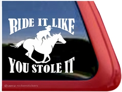 Galloping Male Rider Horse Trailer Window Decal