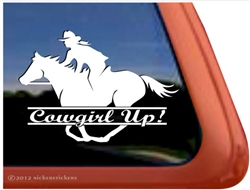 Galloping Female Rider Horse Trailer Window Decal