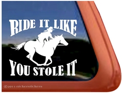 Galloping Female Rider Horse Trailer Window Decal Sticker