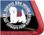 West Highland White Terrier Service Dog Car Window iPad Decal Sticker