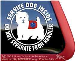 West Highland White Terrier Service Dog Car Window iPad Decal Sticker