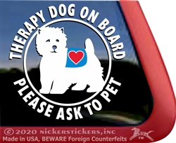 West Highland White Terrier Service Dog Car Window iPad Decal Sticker