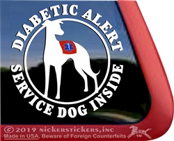 Diabetic Alert Whippet  Service Dog Car Truck RV iPad Window Decal Sticker