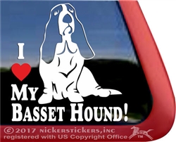 I Love My Basset Hound Vinyl Dog Car Truck RV Window Decal Sticker