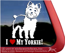 I Love My Yorkie Yorkshire Terrier Dog Car Truck RV Window Decal Sticker DC593HEA