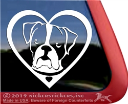 Boxer Dog Heart Decal Sticker Car Auto Window iPad