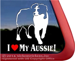 I Love My Aussie Australian Shepherd Dog Car Truck RV Window Decal Sticker