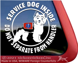 Yorkie Service Dog Car Truck Window Decal Sticker