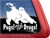 Pugs not Drugs Dog Heart Car Truck RV Window Decal Sticker