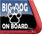 Big Dog on Board Paw Print Car Truck RV Window Decal Sticker
