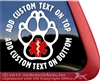 Custom Service Dog Paw Print Dog Vinyl Car Truck RV Window Decal Sticker