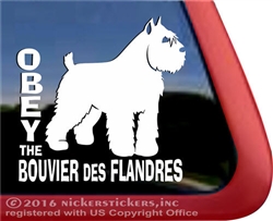 Obey the Bouvier des Flandres Dog Car Truck RV Window Decal Sticker