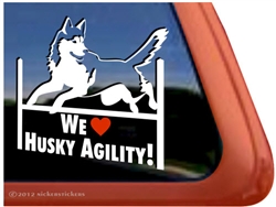 Siberian Husky Agility Dog Window Decal