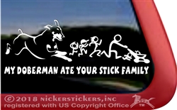 Doberman Pinscher Stick Family Window Decal