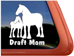 Draft Mare & Foal Horse Trailer Window Decal