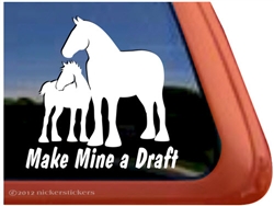 Draft Mare & Foal Horse Trailer Window Decal