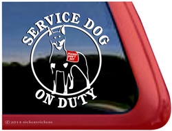 Service Dog on Board Min Pin Miniature Pinscher Dog Car Truck RV Window Decal Sticker