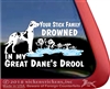Harlequin Great Dane Drowned in Drool Stick Family Window Decal