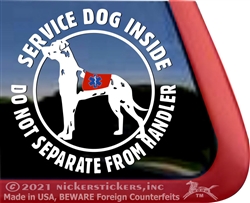 Harlequin Great Dane Service Dog Car Truck RV Window Decal Sticker