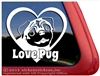 Love Pug Dog Heart Car Truck RV Window Decal Sticker