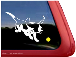 Custom Basset Hound Chasing a Ball Dog iPad Car Truck RV Window Decal Sticker
