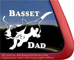Jumping Basset Hound Dad Dog Car Truck RV Window Decal Sticker