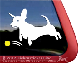Custom Jumping Dachshund Chasing Ball Window Yeti iPad Car Truck RV Decal Sticker