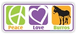 Peace Love Burros Bumper Sticker