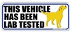 This Vehicle Has Been Lab Tested Yellow Labrador Retriever Dog Decal Bumper Sticker