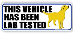 This Vehicle Has Been Lab Tested Yellow Labrador Retriever Dog Decal Bumper Sticker