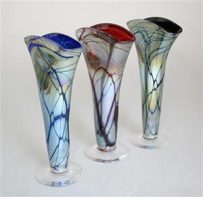 Iridized Fan Vases