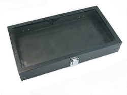 Display Tray with Glass Lid Black 14.75"W x 8.75"L x 2"H
