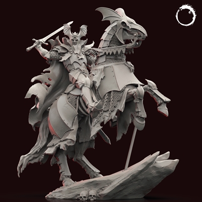 Resin cast fantasy mounted full figure in 80mm.  It includes alternate heads.