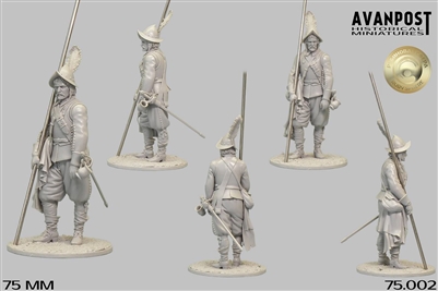 Pikeman, 1630 75mm, resin figure,