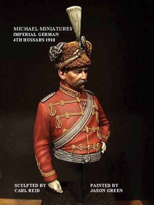 BMM 29 Imperial German, 4th Hussars, 1910, 1/10 Scale Resin Bust, Sculpted by Carl Reid, Box art Jason Green